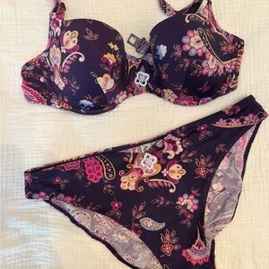 Aubade Purple Floral Bikini Set